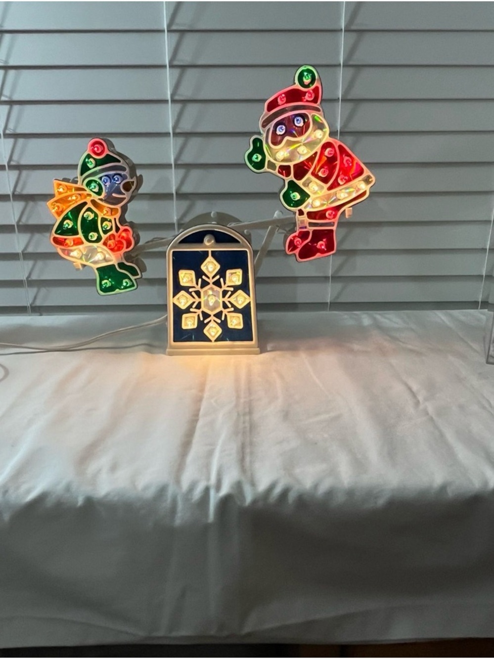 Holiday Window Light-Up Santa and Elf Set - Red & Green